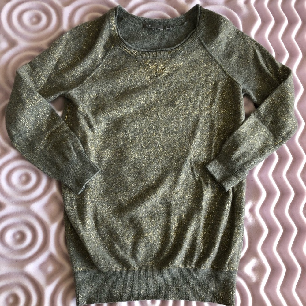 Vince Cashmere Grey Glitter Sweater